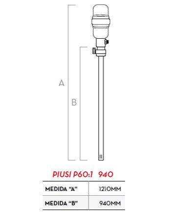BOMBA NEUMATICA DE PISTON PIUSI 60:1 PARA DESPACHO DE GRASA